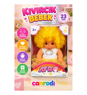 20040 Afro Kıvırcık Saçlı Bebek 23 cm -canrodi