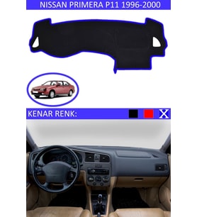 Nissan Primera P11 1996-2011 Için Uygun Torpido Koruma Halısı Siyah Kenar Renk Mavi