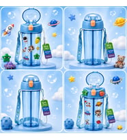 Heydiye Mâbeyn İkili Suluk 550 ml – Tritan BPA-BPS Free Matara, Çift Hazneli, Çift İçim Kapaklı, Bilek ve Boyun Askılı, Sticker & 3D Figür Hediyeli