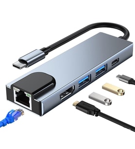 Fuchsia 5in1 Dönüştürücü Hub112 TYPE-C,HDMI,USB3.0,USB2.0,RJ45,PD