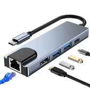 Fuchsia 5in1 Dönüştürücü Hub112 TYPE-C,HDMI,USB3.0,USB2.0,RJ45,PD