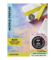 Çelenk Çiçek Motifli, Siyah Etiket Modeli Ürünlerinize Özel 4 Cm - 110 Adet Folyo Sticker