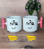 Sevimli Panda Kupa Bardak T Pembe Kulplu Arkadaşa Doğum Günü Hediyesi