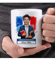 Erkek Fransızca Öğretmenine Hediye Karikatürlü Bardak