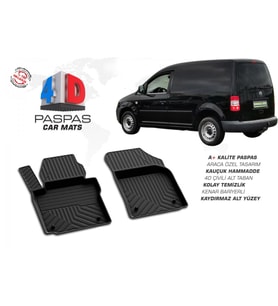 Volkswagen caddy ön 2 parça 4-D Paspas siyah 2004 2005 2006 2007 2008 2009 2010 2011 2012 2013 2014 