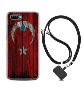 Oppo A5S A15 A16 A54 A55 A73 A74 Kılıf Boyun Askılı Silikon Şanlı Türk Bayrağı 2 1317