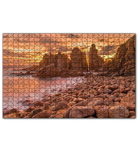 Cakapuzzle Filipinler Kayalık Sahil Günbatımı Bulutlu Puzzle Yapboz MDF (Ahşap) (120 Parça)