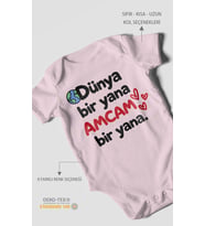 Dünya bir yana, amcam bir yana Kısa Kollu Bebek Body %100 Pamuk