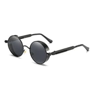 Retro Vintage SteamPunk Gothic Tarz Yuvarlak Güneş Gözlüğü Siyah Siyah