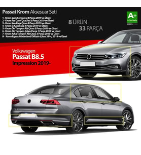 Drs Tuning Passat Uyumlu B8.5 İmpression Krom Aksesuar Seti 33 Parça S Dizayn A+Kalite
