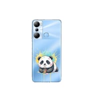 Infinix Hot 20i ile Uyumlu Splash Panda Tasarımlı Şeffaf Silikon Kılıf