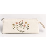 Kişiye Özel Kır Çiçekleri Baskılı Fermuarlı Clutch El Çantası Makyaj Çantası