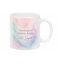 Pastel Renkli Şık Tasarım Baskılı Kupa Bardak Özel Hediye Porselen Mug