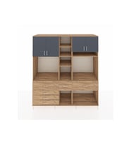Kronos Dolap 11 Raflı 6 Çekmeceli 4 Kapaklı 220x59x243 Çam-Antrasit/Çam
