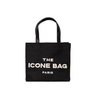 Icone Siyah The Icone Bag Paris İşlemeli Tote Kadın Kol Çantası ve Omuz Çantası Orta Boy