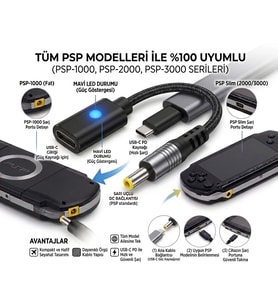 PSP 1000 2000 3000 SERİSİ UYUMLU TYPE-C ADAPTÖR ÇEVİRİCİ
