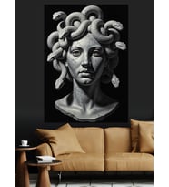 Yılan Saçlı Medusa Heykel Büstü Dekoratif Kanvas - Mdf Ahşap Tablo