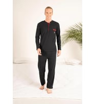 Gd Goldoremi 23403 Erkek Kışlık Yuvarlak Yaka Cepli Pamuklu Pijama Takımı