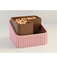 3D Baskı Fıstık Kasesi - Çift Hazneli Kabuk Ayırıcı Sunum Kasesi - Pembe Kahverengi