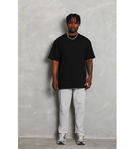 Erkek Düz Yazlık Kısa Kol Tişört Bisiklet Yaka Oversize T-Shirt - Siyah