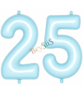 25 Rakam Folyo Balon Mavi Rengi (76 cm)