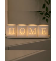 HOME Yazılı LED Mumluk Seti – 4 Parça Dekoratif Tealight Mumluk