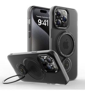 ALLY iPhone 15 Pro İçin Magsafe Uyumlu Standlı Manyetik Silikon Kılıf (Siyah)