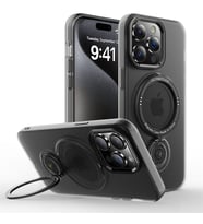 ALLY iPhone 15 Pro İçin Magsafe Uyumlu Standlı Manyetik Silikon Kılıf (Siyah)