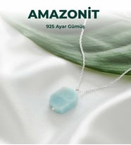 LuxtoneSertifikalı Amazonit 925 Ayar Gümüş Kolye Kadın Takı LX1340KL