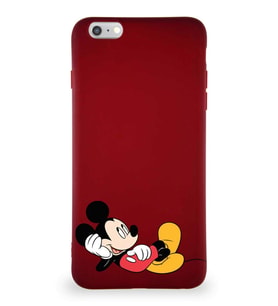 Apple iPhone 6S Plus Soft Premier Kapak Mickey Mouse-F Tasarımlı Silikon Kılıf - Mürdüm (Şeffaf)
