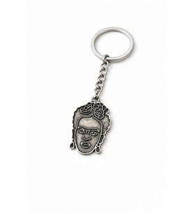 Frida Kahlo Figürlü Çiçek Detaylı Gümüş Renk Metal Tasarım Unisex Anahtarlık