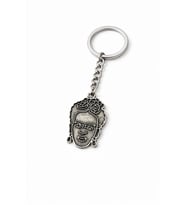 Frida Kahlo Figürlü Çiçek Detaylı Gümüş Renk Metal Tasarım Unisex Anahtarlık