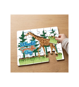 Sevimli Zürafa Tasarımlı 24 Parça Ahşap Çocuk Puzzle MPK0219