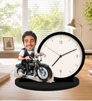Kişiye Özel Biblo Masa Saati Fotoğraflı Motor Karikatürlü Saat – Motosiklet Temalı Erkeğe Hediye Motorcuya Hediye Motosiklet Temalı