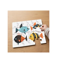 Çeşitli Renkli Balıklar Tasarımlı 24 Parça Ahşap Çocuk Puzzle MPK0450