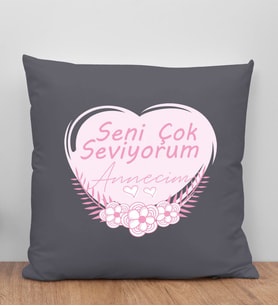 BK Gift Anneler Günü Tasarımlı Antrasit Kırlent Yastık, Anneye Hediye, Ev Dekorasyonu, Anneler Günü Hediyesi-1