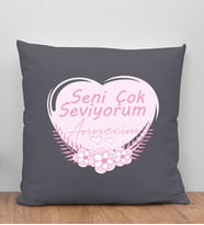 BK Gift Anneler Günü Tasarımlı Antrasit Kırlent Yastık, Anneye Hediye, Ev Dekorasyonu, Anneler Günü Hediyesi-1