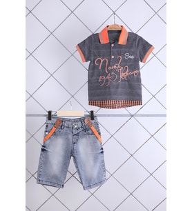 Babyhola Tshirt Pantolon Erkek Çocuk Takım 2'li 1421 (Gri)