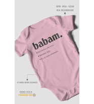 Babam Baskılı Bebek Zıbını – Çıtçıtlı Body 8 Renk  %100 Pamuk Kısa Kol (Koyu Pembe)