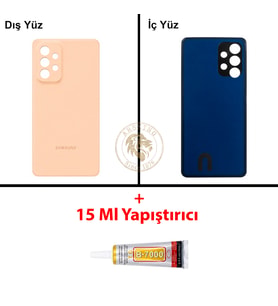 Samsung A53 Şeftali Arka Pil Kapağı Batarya Kapağı Lazer Kesim + B-7000 Yapıştırıcı