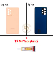 Samsung A53 Şeftali Arka Pil Kapağı Batarya Kapağı Lazer Kesim + B-7000 Yapıştırıcı
