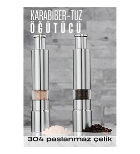 2'li Karabiber Tuz Öğütücü Profesyonel 304 Paslanmaz Çelik Manuel Baharat Değirmeni 720252