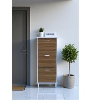 Eliusta Nefes Ayaklı 52 cm Ayakkabılık Kapı Önü/Antre 3 Düşer Kapaklı Ceviz 52x127x26 cm  Ayakkabılık