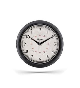 New-Max Premium Serisi Retro Tasarım Metal Kadranlı Bombeli Cam Özellikli 30 cm Ev ve Ofis Saati Siyah