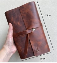 ALESTA LEATHER İsme Özel El Yapımı Hakiki Deri Kitap / Defter / Ajanda Kılıfı -  KİTAP HEDİYELİ (Koyu Taba)