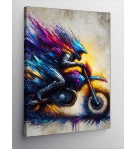 Kanvas Tablo Renkli Soyut Cross Motosiklet