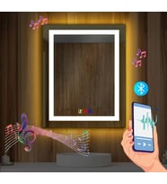 60x80(h) cm Bluetoothlu Buğu Çözücülü Dokunmatik Işıklı Kumlamalı Banyo Aynası