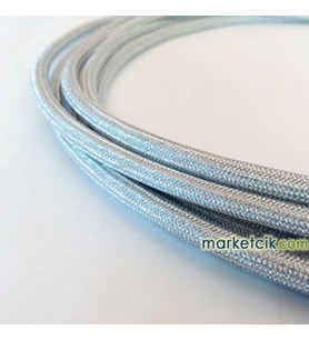 Marketcik 2x0,50mm Krom Gümüş Renk Dekoratif Örgülü Kumaş Kablo, 1 Metre