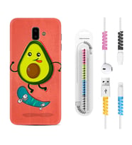 Samsung J6 Plus J7 Prime J7 Pro M20 Kılıf Kablo Koruma Spiral Silikon Avokado Skate 1741