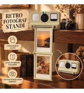 Retro Kamera Tasarımlı Katlanabilir Anı Fotoğrafı Sergileme Standı – 3D Baskı